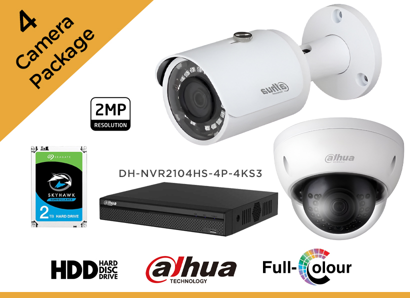 Dahua 2MP CCTV Camera Package - Set of 4 IP Camera