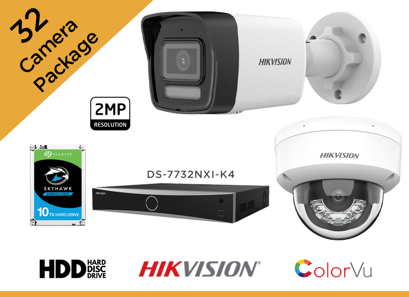 Hikvision 2MP CCTV Camera Package - Set of 32 IP Camera