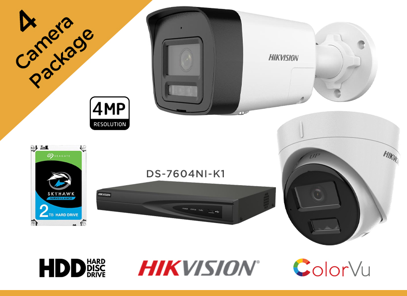 Hikvision 4MP CCTV Camera Package - Set of 4 IP Camera