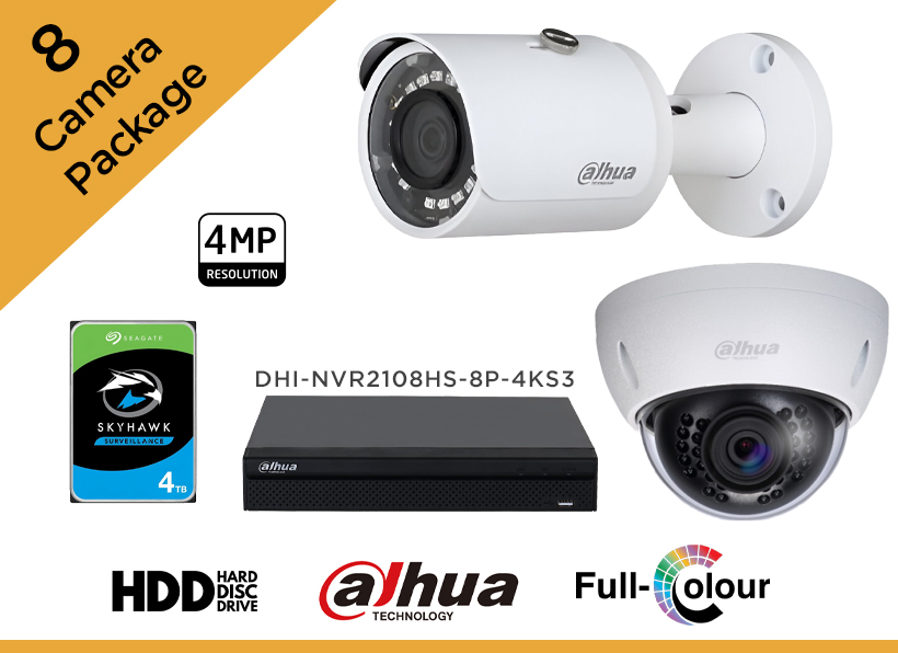 Dahua 4MP CCTV Camera Package - Set of 8 IP Camera