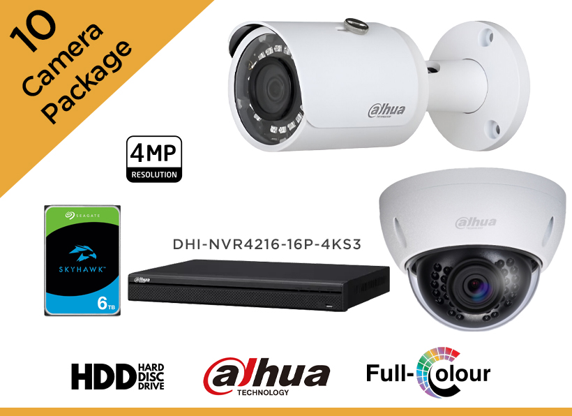 Dahua 4MP CCTV Camera Package - Set of 10 IP Camera